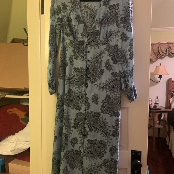 Sandro Blue Paisley Silk dress - Picture 2 of 7